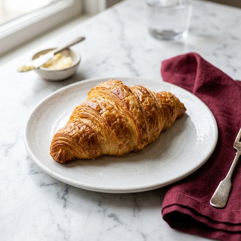 Croissants in the bakery display